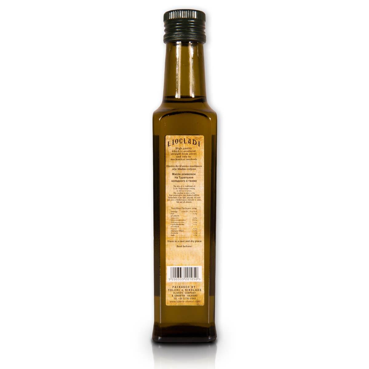 Oliwa z oliwek extra virgin Liocladi szklana butelka 250 ml 0,5% | Kolebka Smaku